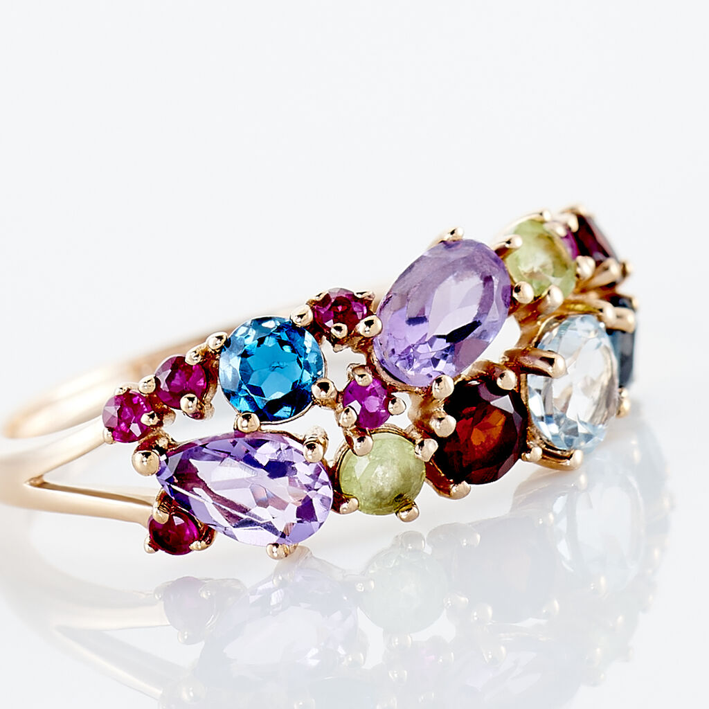 Bague Sare Or Rose Topaze Et Oxyde De Zirconium - Spannringe Damen | OROVIVO