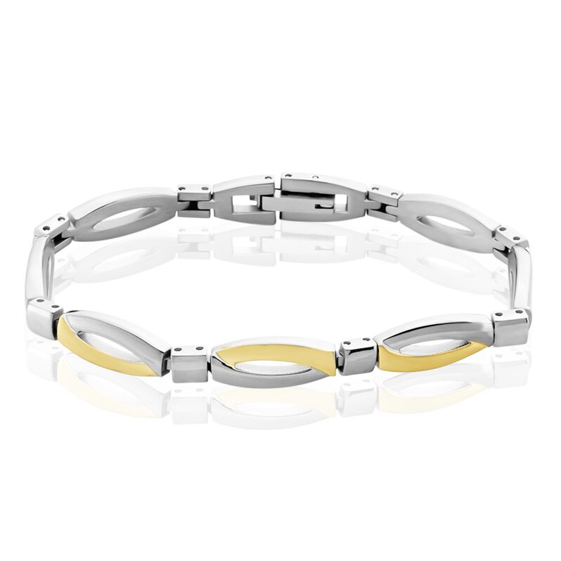 SINDY Damen Armband Titan Bicolor Gelb/Silber B 7,5 mm - Armb&auml;nder Damen | OROVIVO