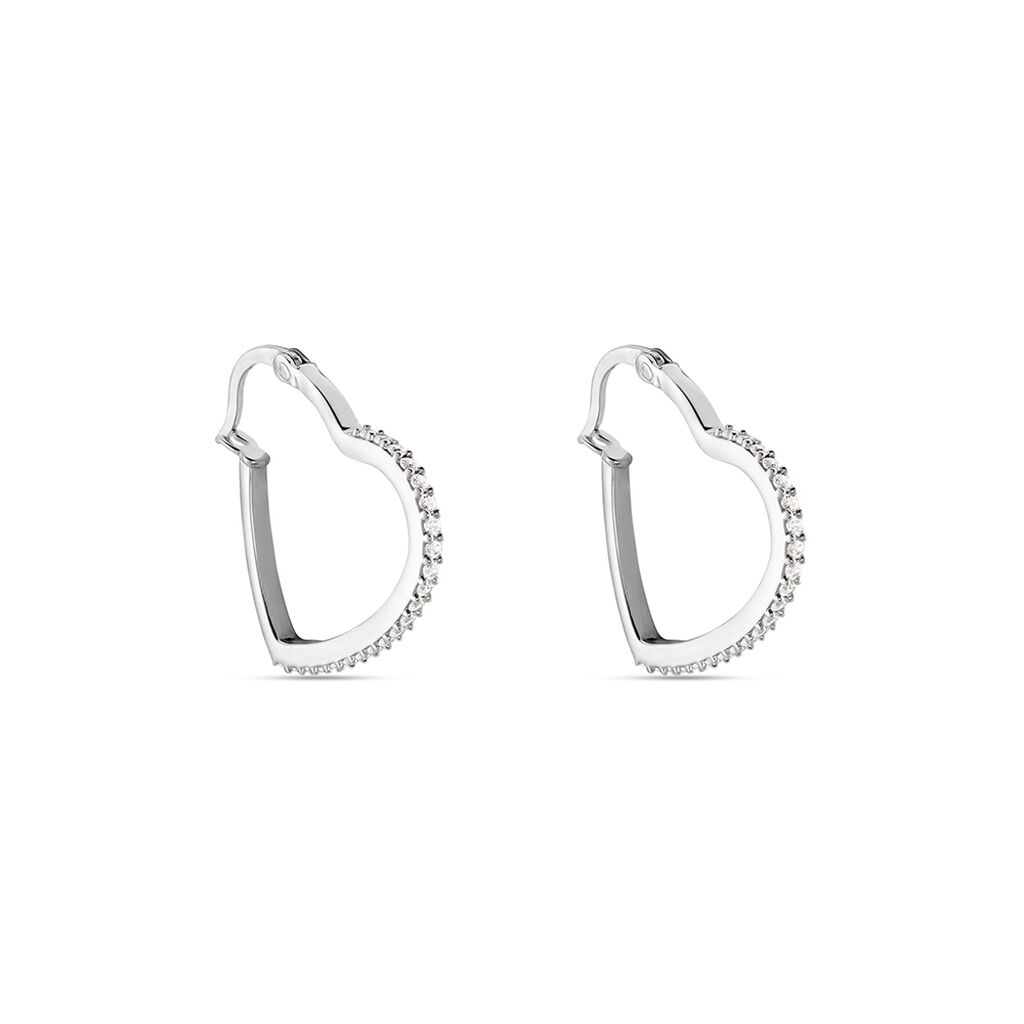 LEANNA Damen Creolen Silber 925 Zirkonia Wei&szlig; 0,75 ct Herz