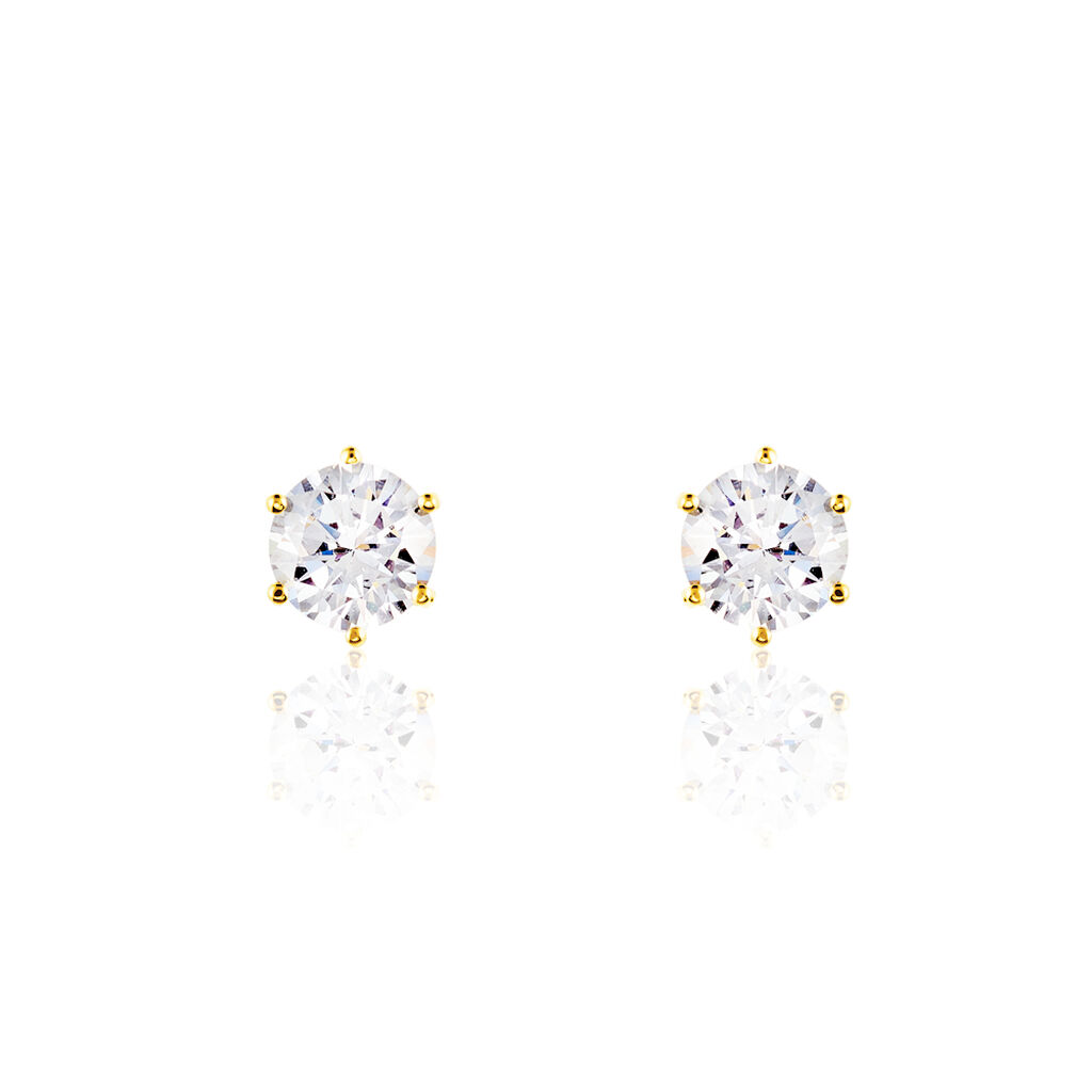 Damen Ohrstecker Gold 375 Zirkonia Kreis Krappe 6  - Ohrstecker Damen | OROVIVO