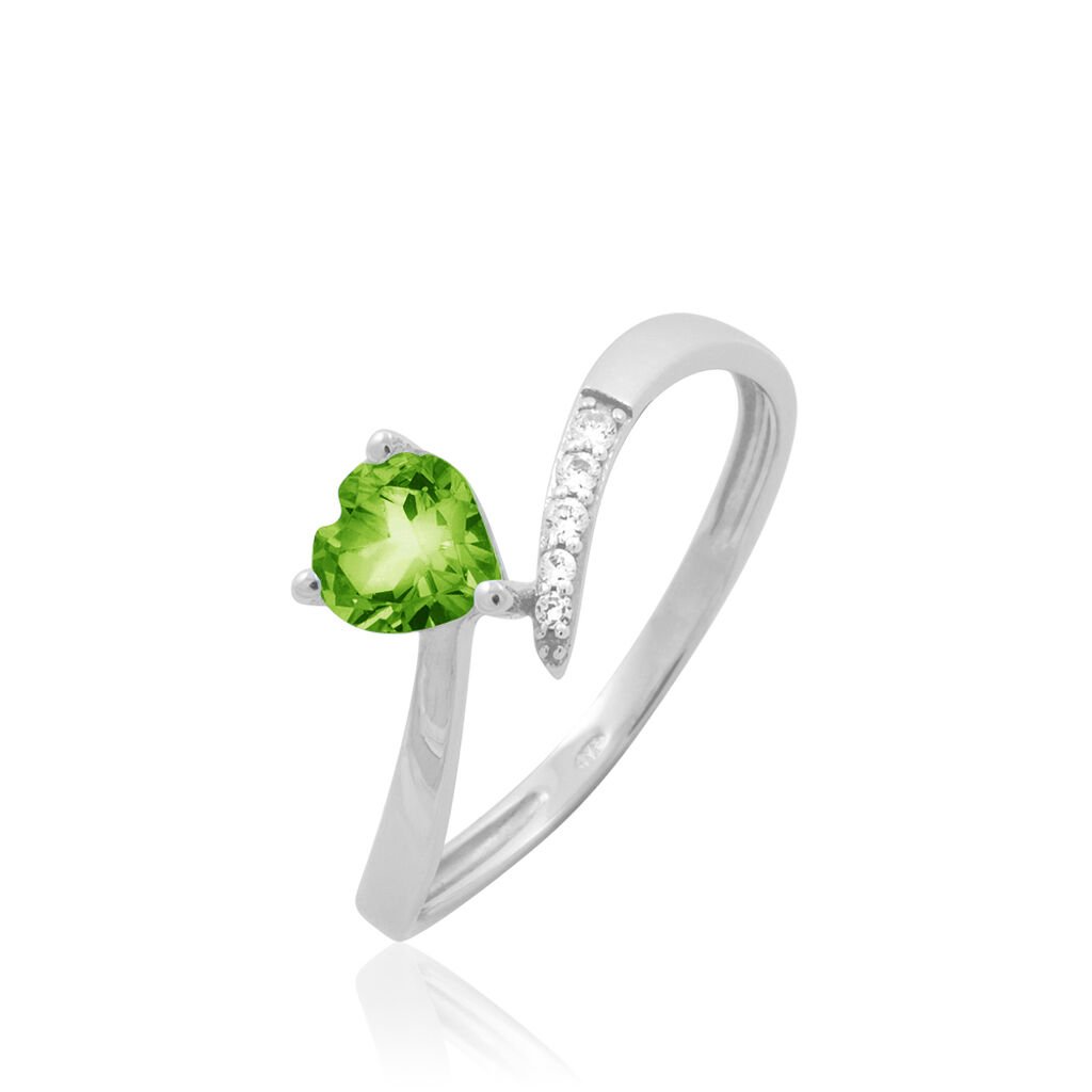 Bague Eva Or Blanc Péridot Et Diamant - Spannringe Damen | OROVIVO