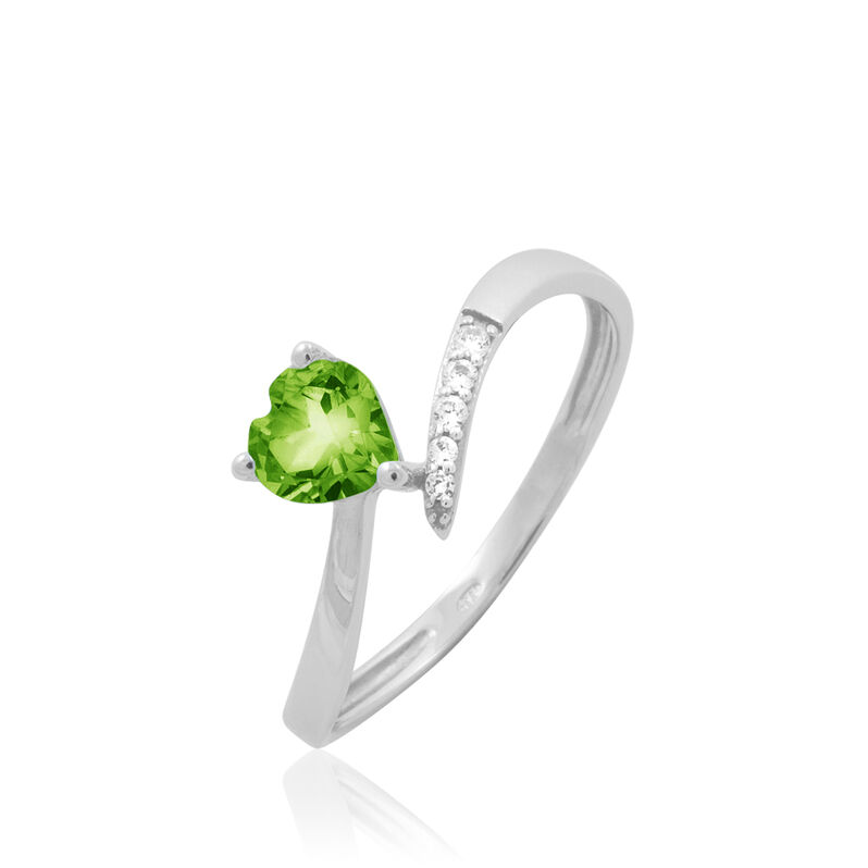 Bague Eva Or Blanc Péridot Et Diamant - Spannringe Damen | OROVIVO