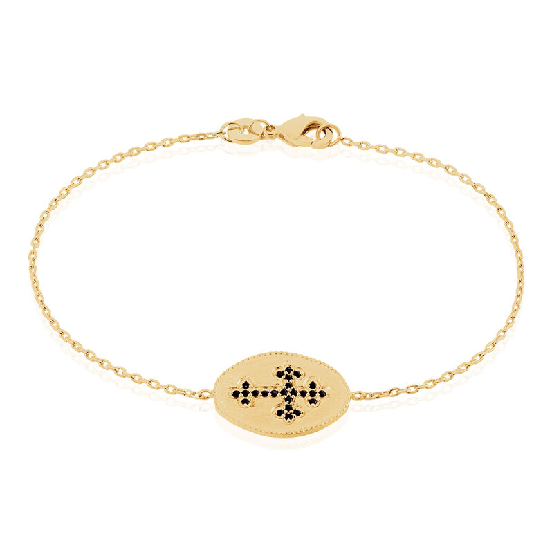 Bracelet Plaque Or Neva Ovale Croix Oxyde - Spannringe Damen | OROVIVO