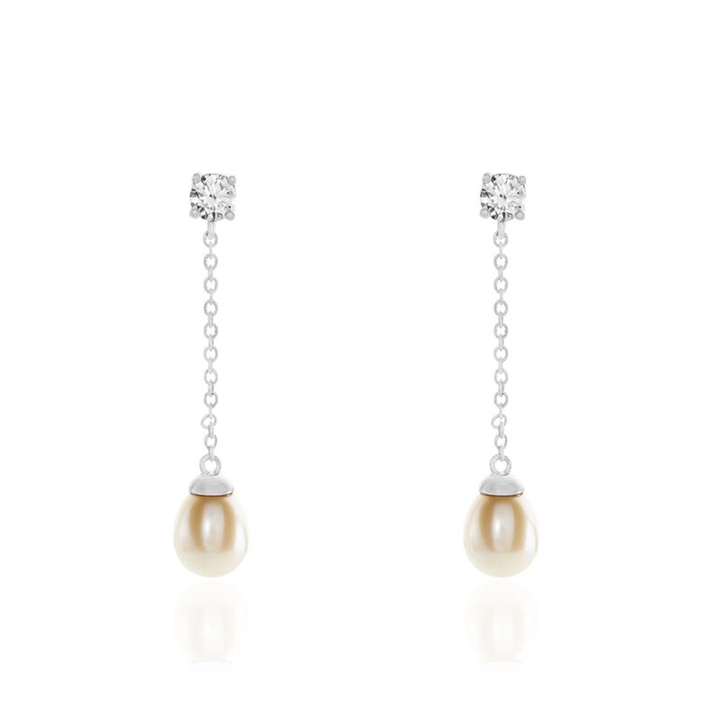 Boucles D'oreilles Pendantes Andony Argent Rhodié Weiss Perles - Spannringe Damen | OROVIVO