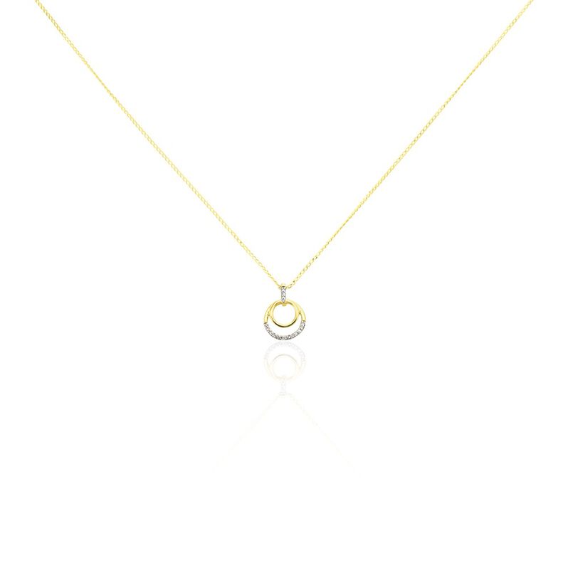 Damen Collier Gold 375 Diamant 0,05ct Doppelkreis Atlanta - Halsketten Damen | OROVIVO