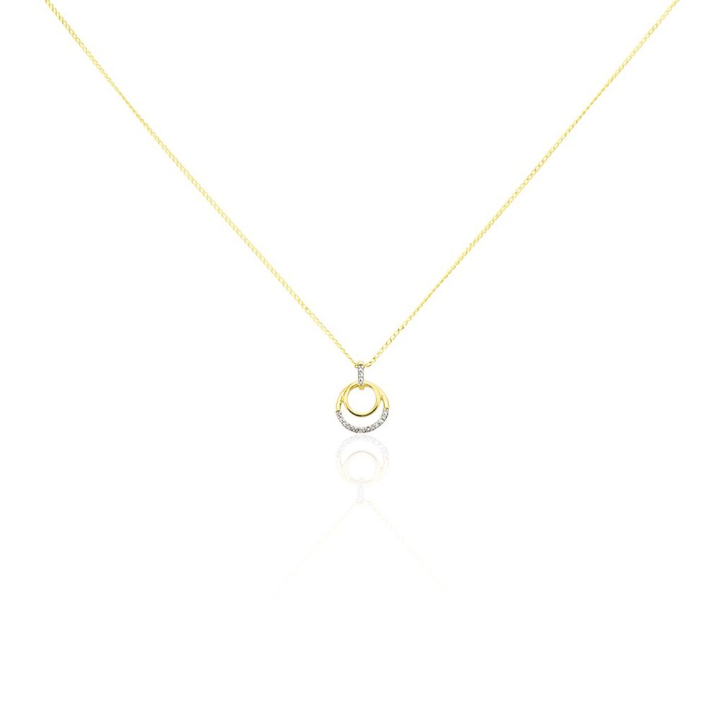 Damen Collier Gold 375 Diamant 0,05ct Doppelkreis Atlanta - Halsketten Damen | OROVIVO