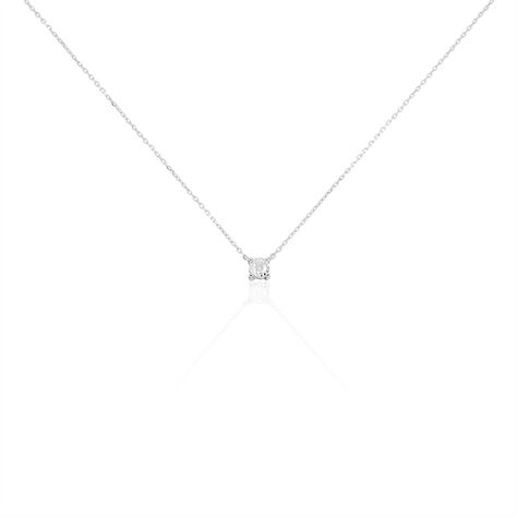 Damen Collier Weißgold 375 Diamant 0,07ct Viereck Illusion Pastille 45cm - Halsketten Damen | OROVIVO