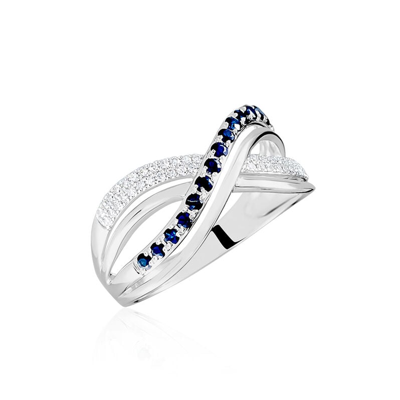Bague Or Weiss Maudy Saphirs Diamants - Spannringe Damen | OROVIVO