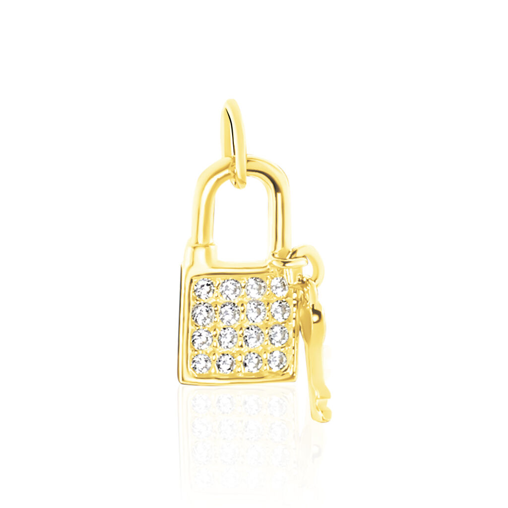 Anh&auml;nger Gold 375 Zirkonia Schloss Schl&uuml;ssel 