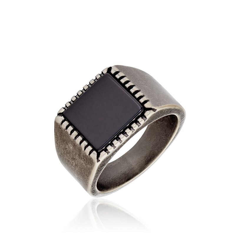 Bague Chevalière Acier Vieillit Haris Agate - Spannringe Herren | OROVIVO