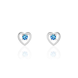 Kinder Ohrstecker Silber 925 Blauer Kristall Herz - Ohrstecker Kinder | OROVIVO