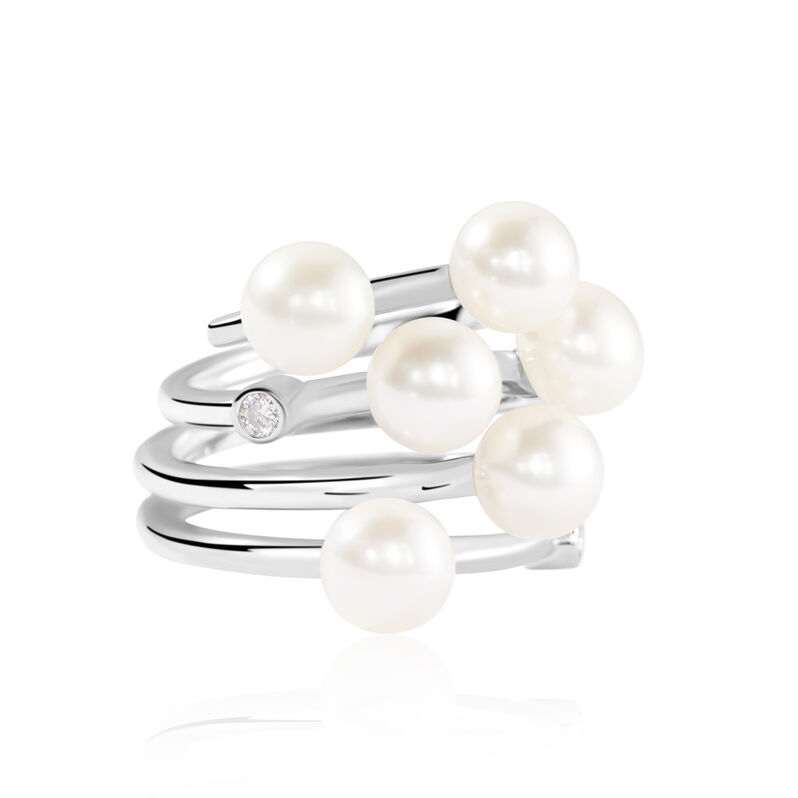 Perloso Damen Ring Silber 925 Zuchtperle Wei&szlig; - Solit&auml;rringe Damen | OROVIVO