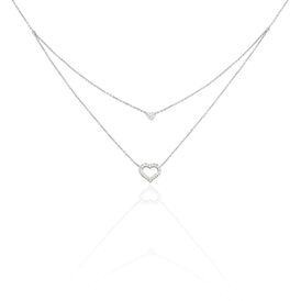 Damen Halskette Weißgold 375 Diamanten 0,12ct Herz - Herzketten Damen | OROVIVO