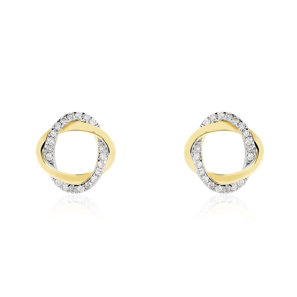 SERENE Damen Ohrstecker Gold 585 (14 Karat) Diamant Wei&szlig; 0,14 ct