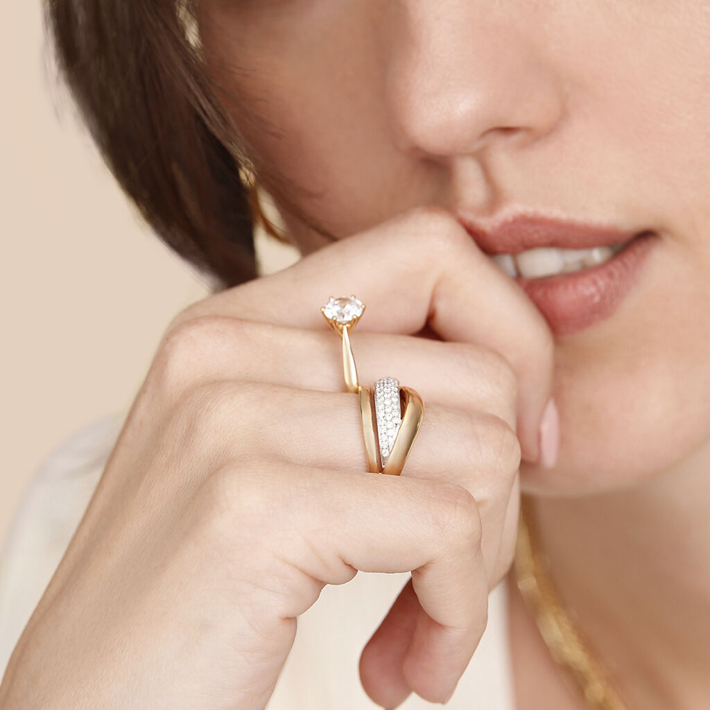 Damen Ring Gold Bicolor 750 Diamant 0,49ct  - Ringe mit Stein Damen | OROVIVO