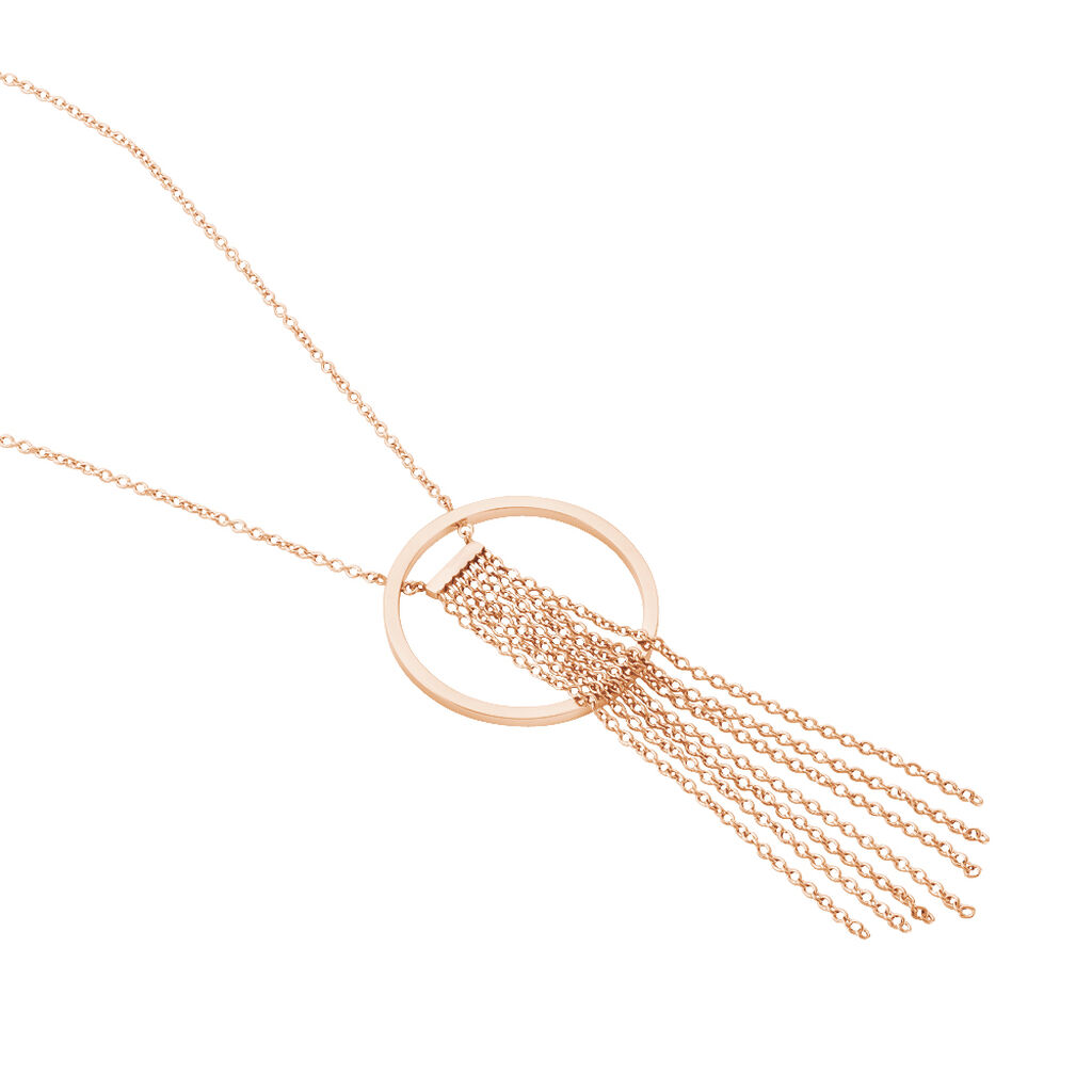 MILUVKA Damen Collier Edelstahl rosevergoldet Kreis