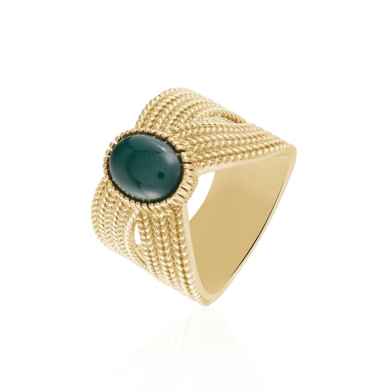 Bague Plaque Or Ilia Croisee Pierre Verte - Spannringe Damen | OROVIVO