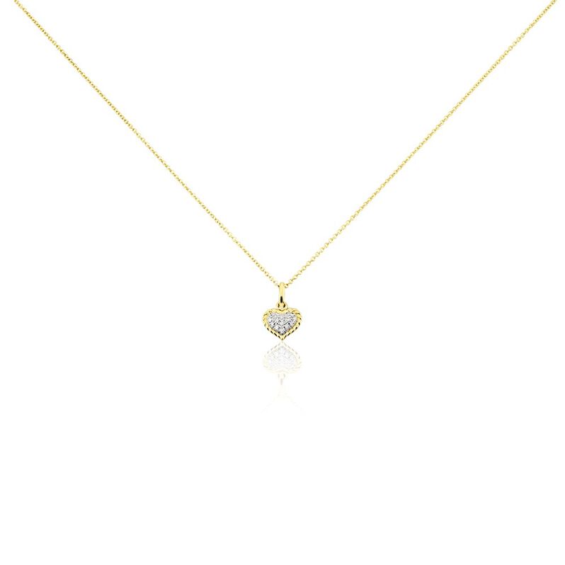 Herz Special Damen Collier Gold 375 (9 Karat) Diamant Wei&szlig; 0,04 ct Herz B 0,95 mm - Halsketten Damen | OROVIVO