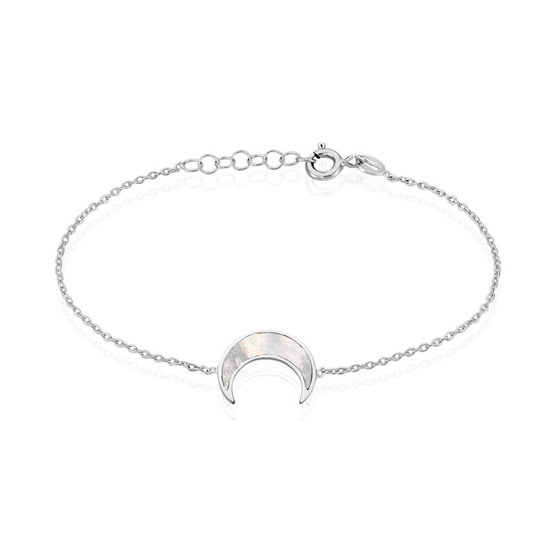 Bracelet Argent Zea Lune Nacre Blanche - Spannringe Damen | OROVIVO