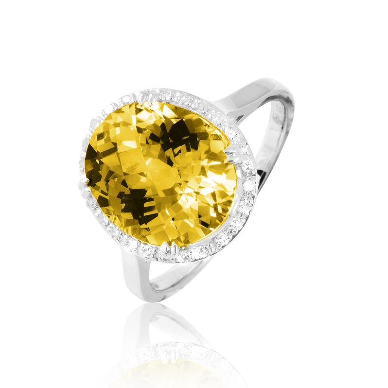 Bague Anna Or Blanc Citrine Et Diamant - Spannringe Damen | OROVIVO