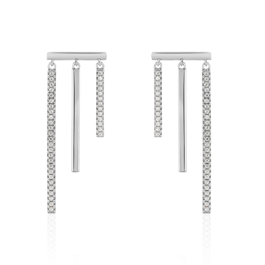 Damen Ohrstecker Lang Silber 925 Zirkonia  - Ohrringe mit Stein Damen | OROVIVO