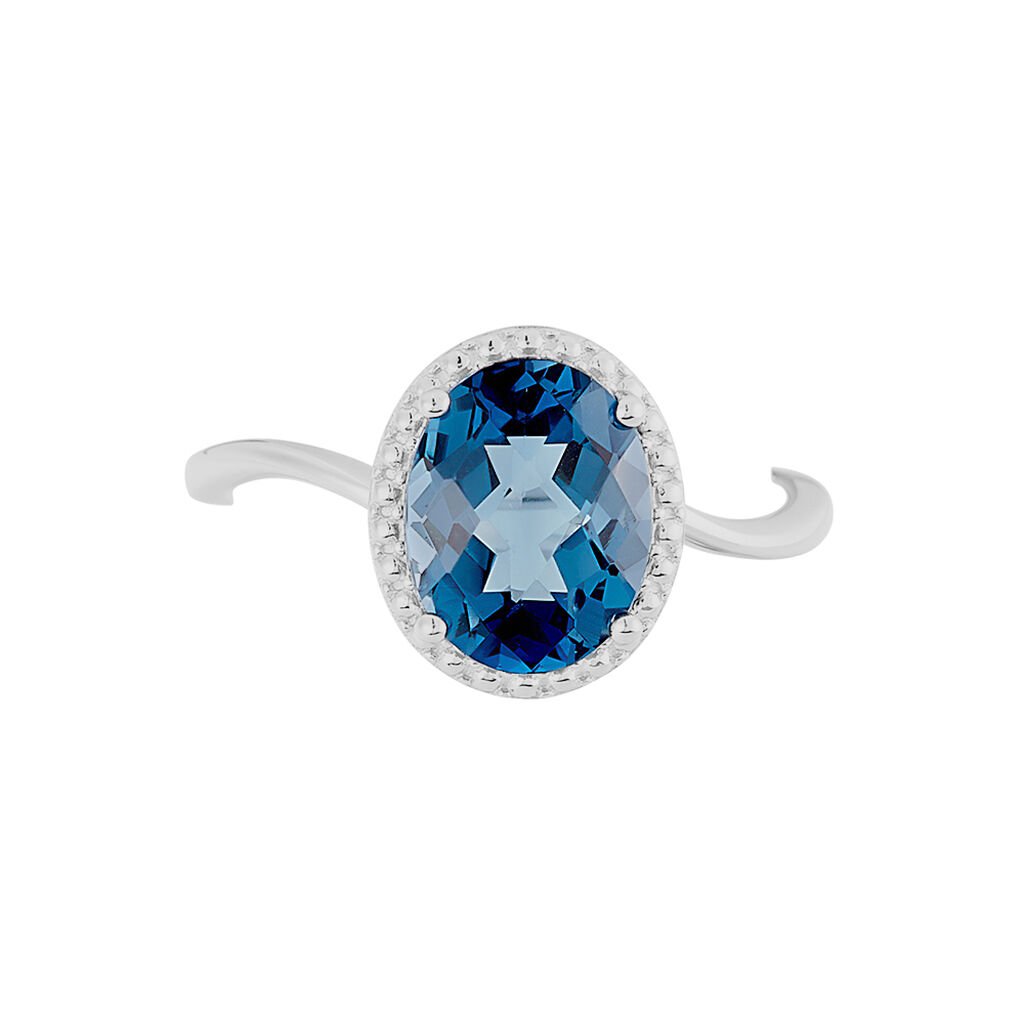 PAGA Damen Ring Wei&szlig;gold 375 (9 Karat) Topas Londonblau 2,5 ct Oval