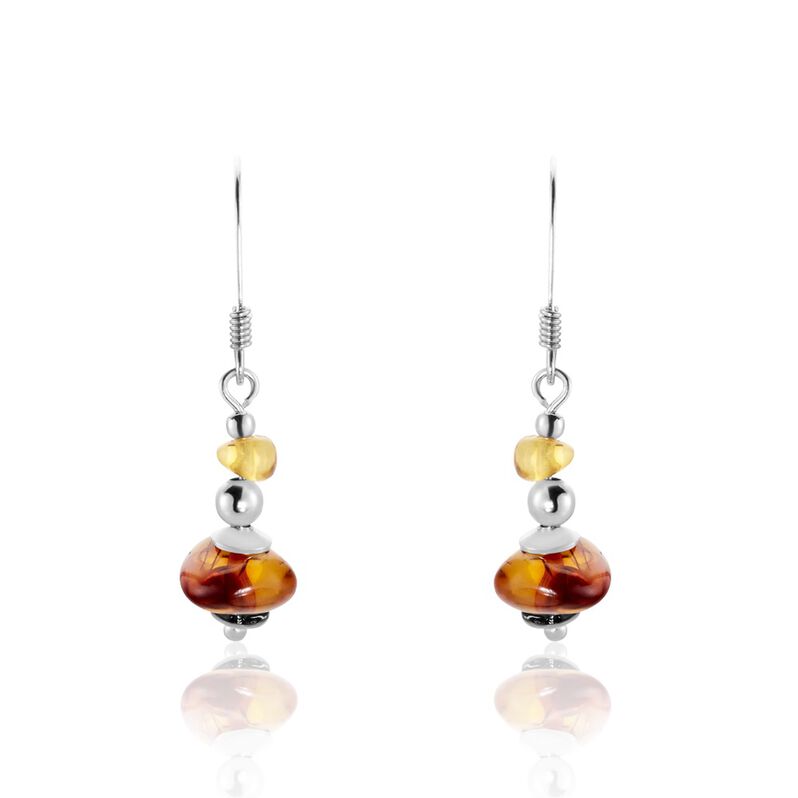Boucles D'oreilles Pendantes Argent Blanc Ambre - Spannringe Damen | OROVIVO