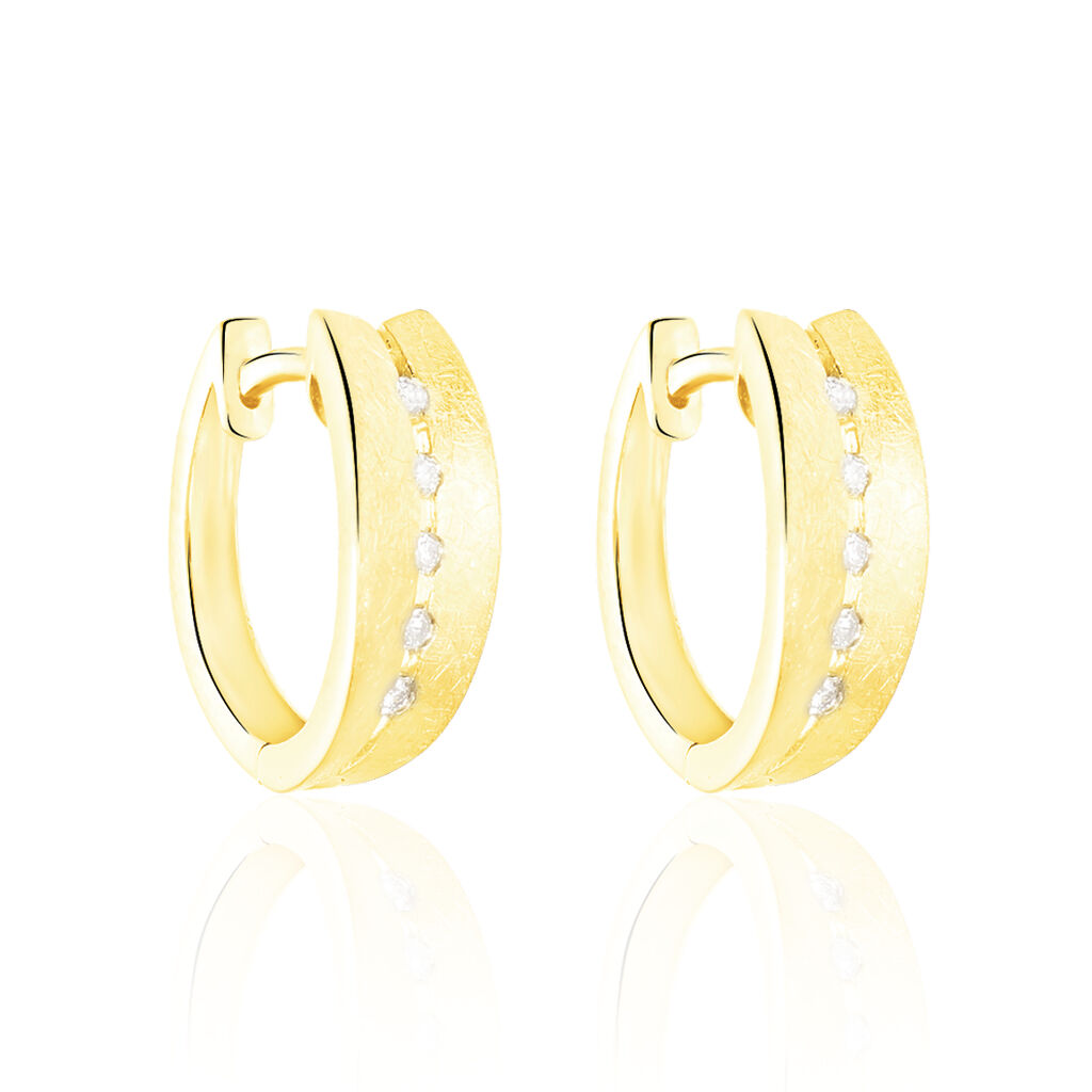 🦚 Damen Creolen Gold 375 Diamant 0,08ct Clea 1 12,00mm 6,00mm , Creolen mit Stein