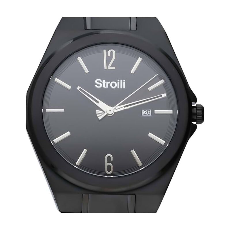Orologio solo tempo con cinturino e cassa in acciaio nero. quadrante nero - Spannringe Herren | OROVIVO
