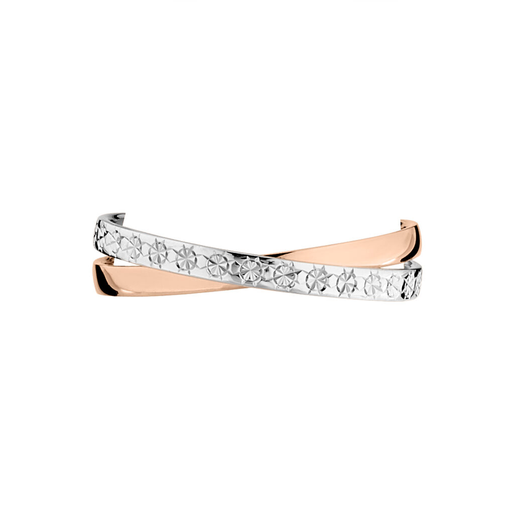 Alliance Double Anneaux Ruban Plat Or Bicolore - Spannringe Damen | OROVIVO