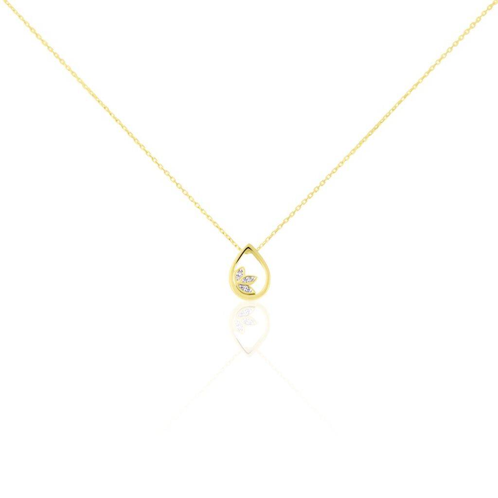 Damen Collier Gold 375 Diamant 0,02ct Tropfen Blatt Kena 0,90mm - Halsketten Damen | OROVIVO