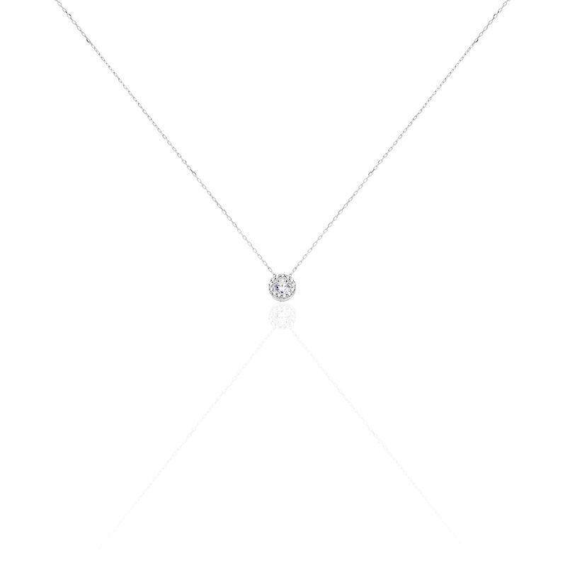 Damen Collier Wei&szlig;gold 375 (9 Karat) Zirkonia Wei&szlig; Kreis - Halsketten Damen | OROVIVO