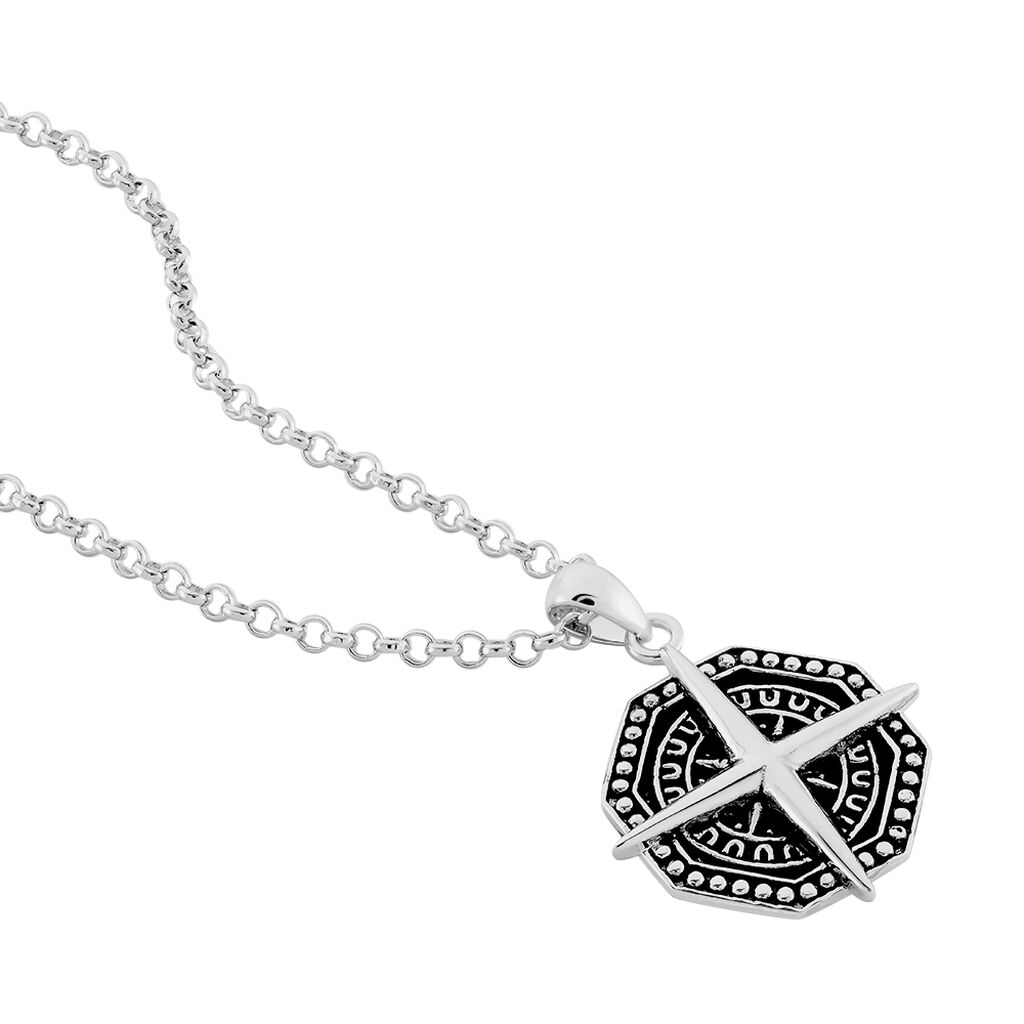 KOMPASS Herren Collier Silber 925 Achteck