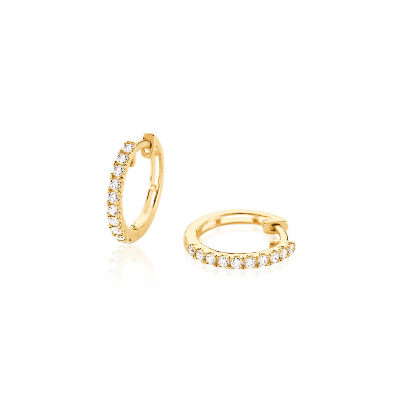 MERCY Damen Creolen Gold 585 (14 Karat) Synthetischer Diamant Weiß 0,23 ct - Creolen Damen | OROVIVO