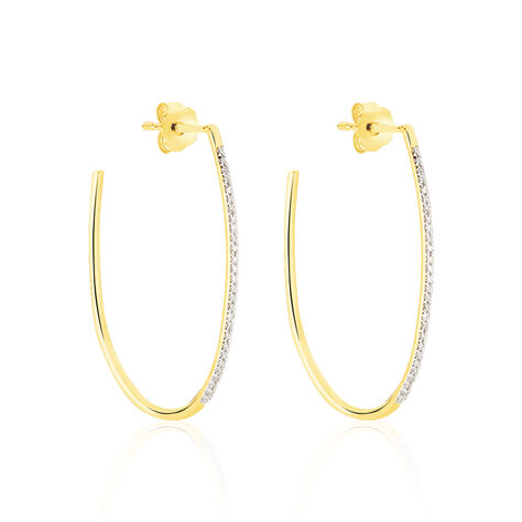 Damen Steckcreolen Gold 375 Diamanten 0,14ct  - Creolen Damen | OROVIVO