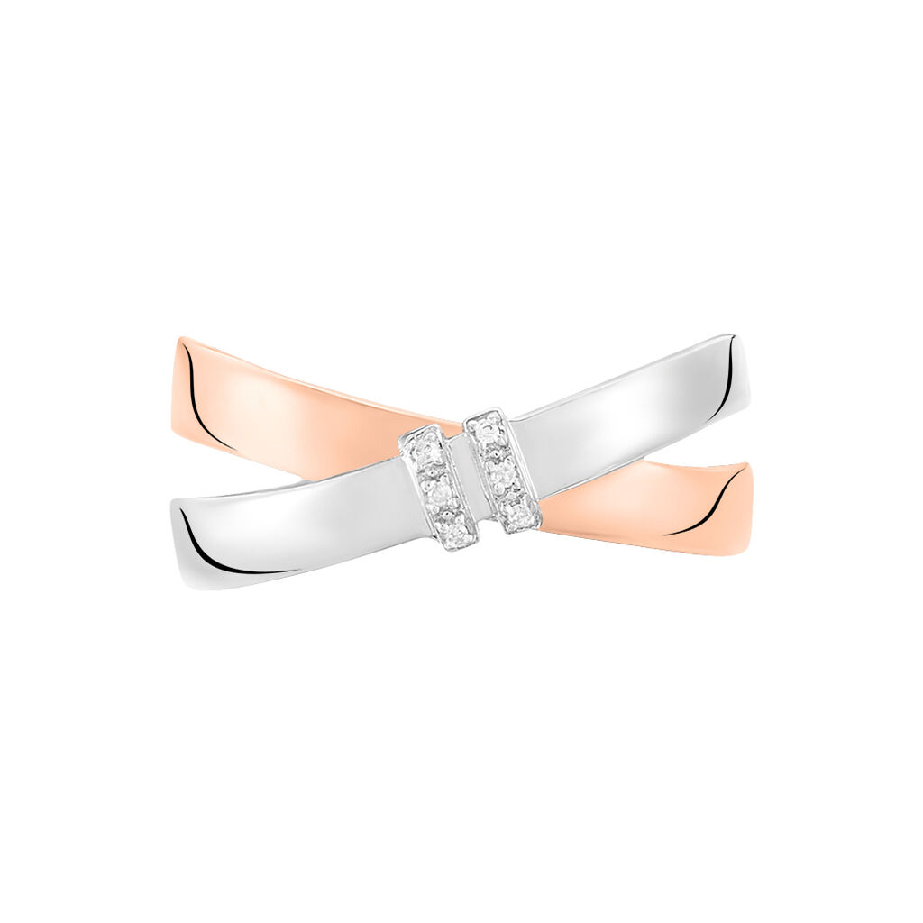 Bague Or Bicolore Tonnia Croise Diamants - Spannringe Damen | OROVIVO
