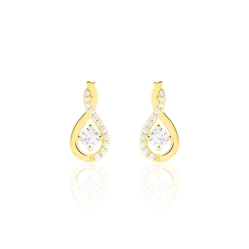 EVANA Damen Ohrringe Lang Gold 375 (9 Karat) Zirkonia Wei&szlig; 0,15 ct Tropfen - Ohrringe mit Stein Damen | OROVIVO