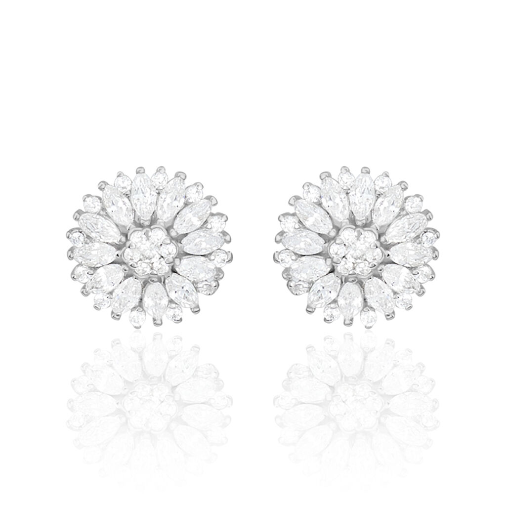 HYELANA Damen Ohrstecker Silber 925 Zirkonia Wei&szlig; Schneeflocke