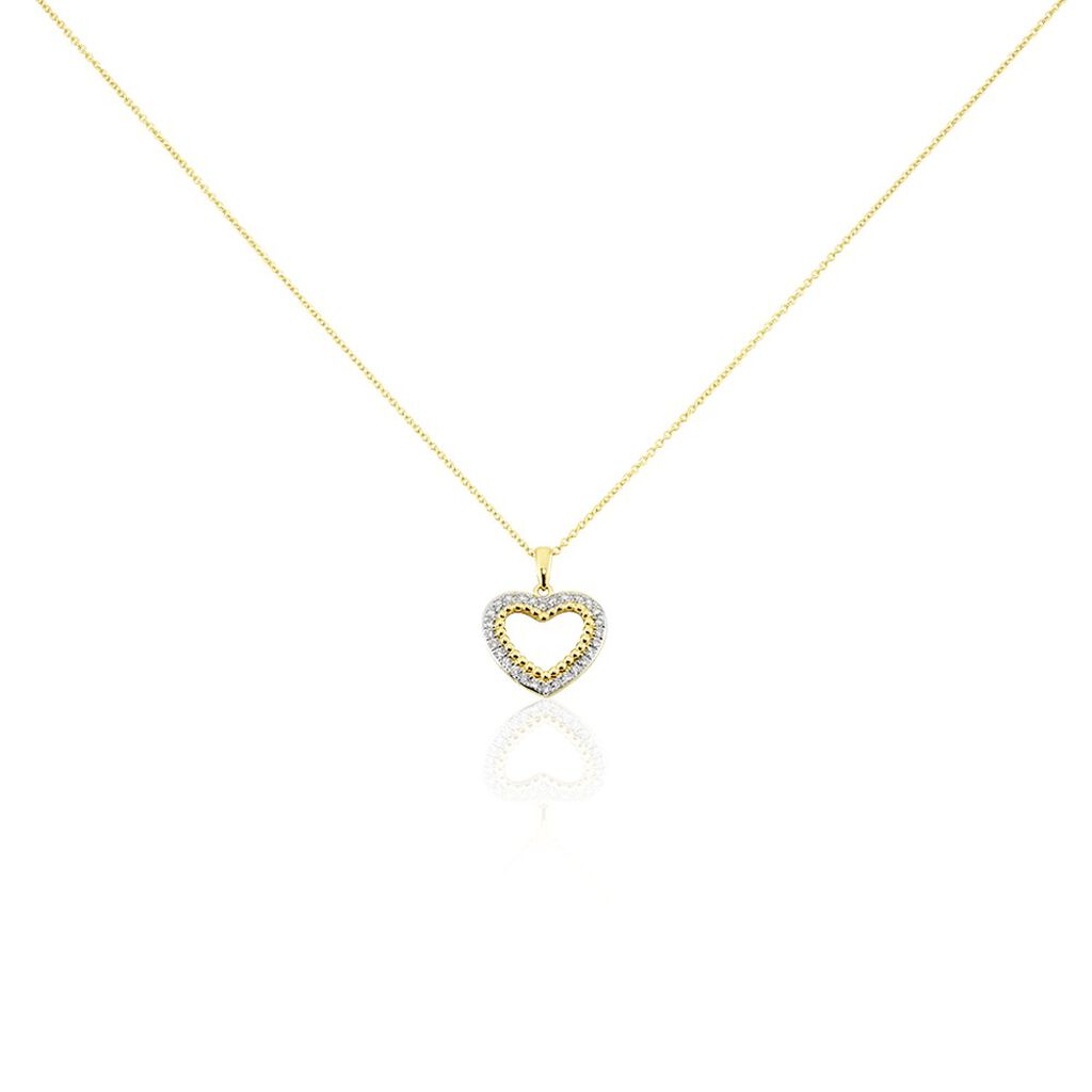 Herz Precious Damen Collier Gold 375 (9 Karat) Diamant Weiß 0,19 ct Herz B 0,95 mm, Collier mit Stein