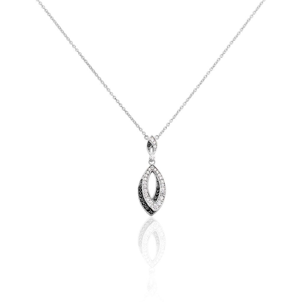 LIV Damen Collier Silber 925 Zirkonia Weiß 0,120 ct Mandel, Collier mit Stein