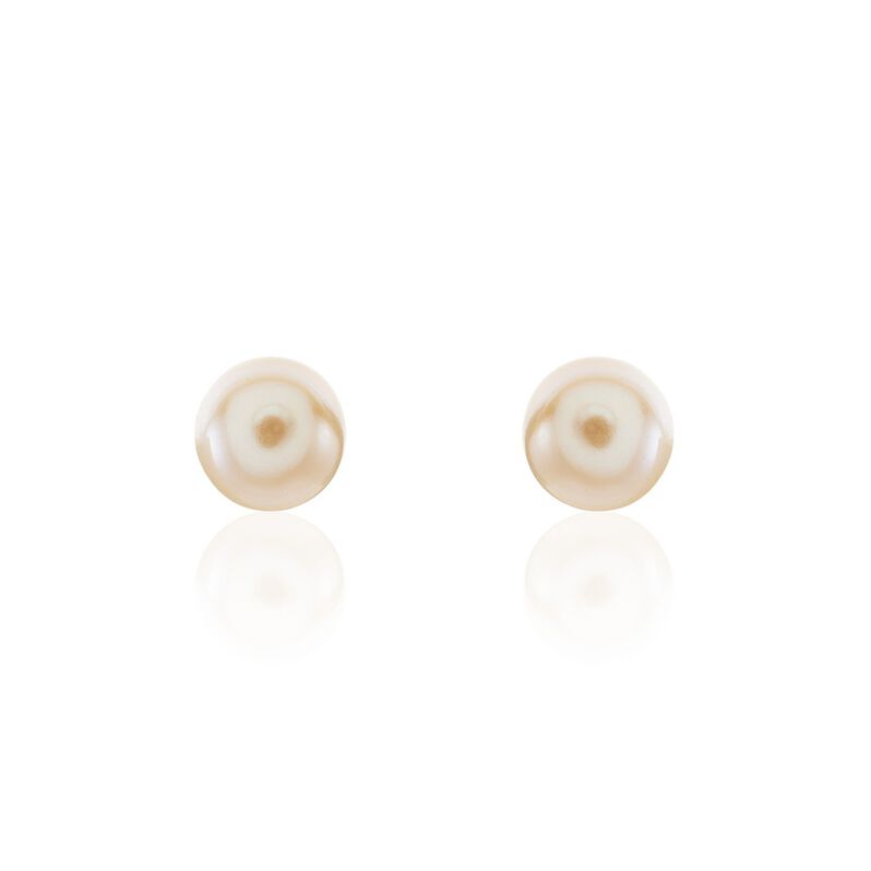 Boucles D'oreilles Puces Kesya Nacres Bouton Or Jaune Perle De Culture - Spannringe Damen | OROVIVO