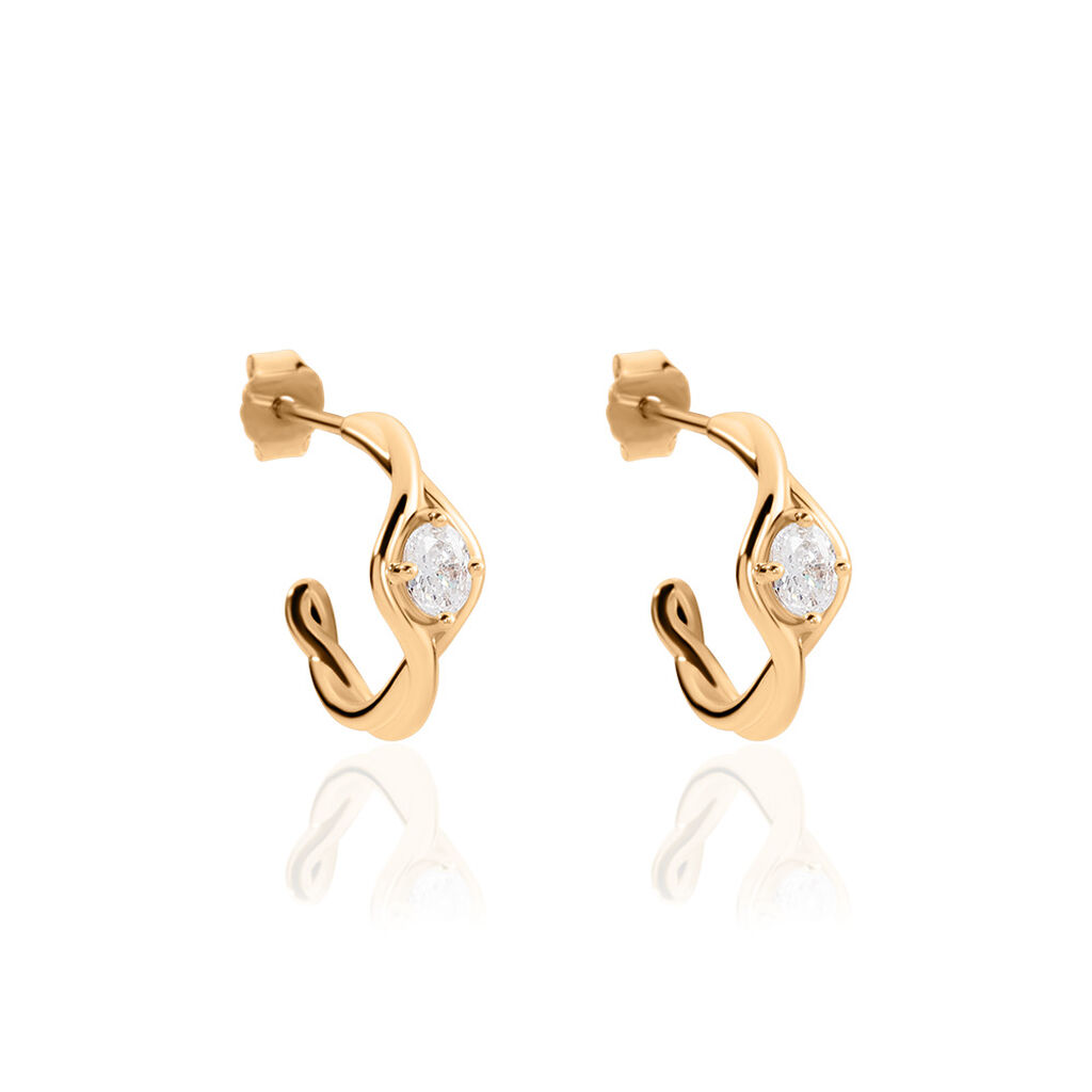 REMI Damen Creolen Vergoldet Zirkonia Wei&szlig;