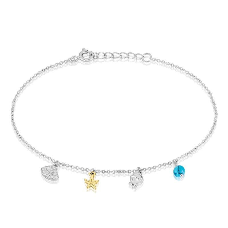 Damen Armband Silber 925 Zirkonia Wei&szlig; Muschel - Charmarmb&auml;nder Damen | OROVIVO
