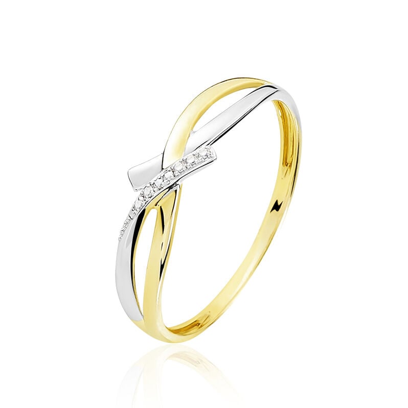 SOUKAYNA Damen Ring Gold Bicolor 375 (9 Karat) Diamant Weiß 0,000 ct Welle - Ringe mit Stein Damen | OROVIVO