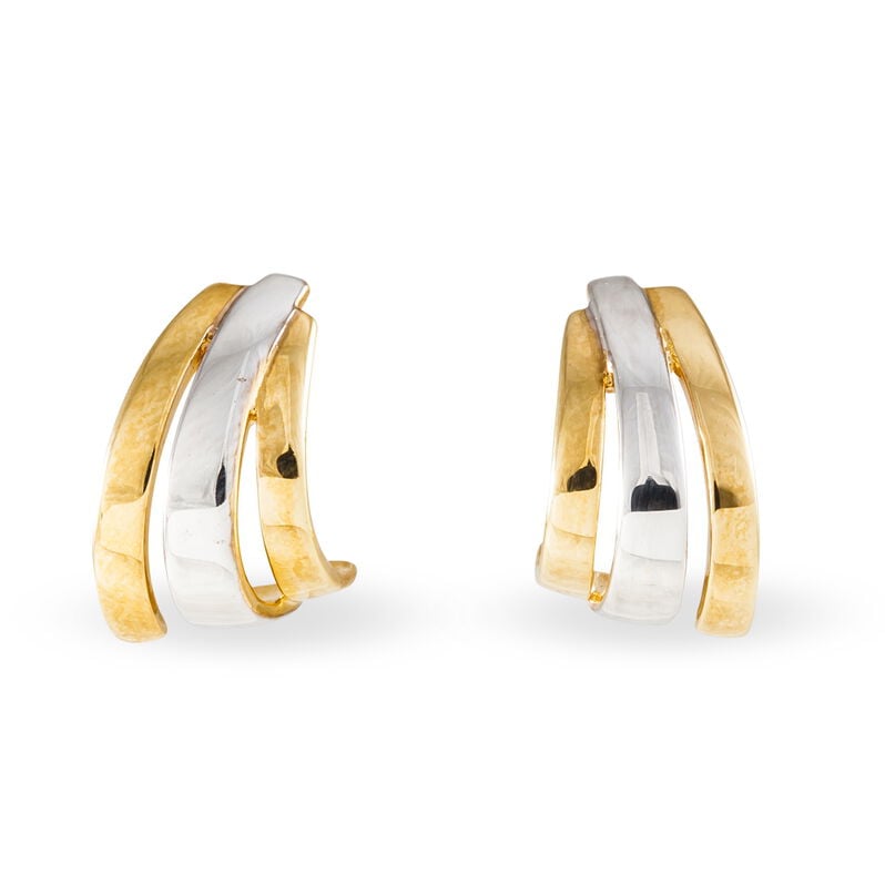 Boucles D'oreilles Puces Safira Plaque Or Bicolore - Spannringe Damen | OROVIVO