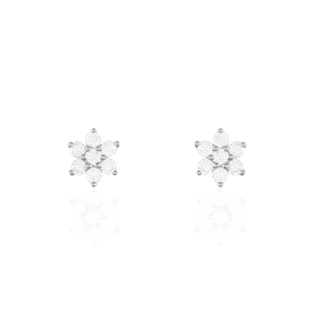 Damen Ohrstecker Weißgold 375 Zirkonia Blume - Ohrstecker Damen | OROVIVO