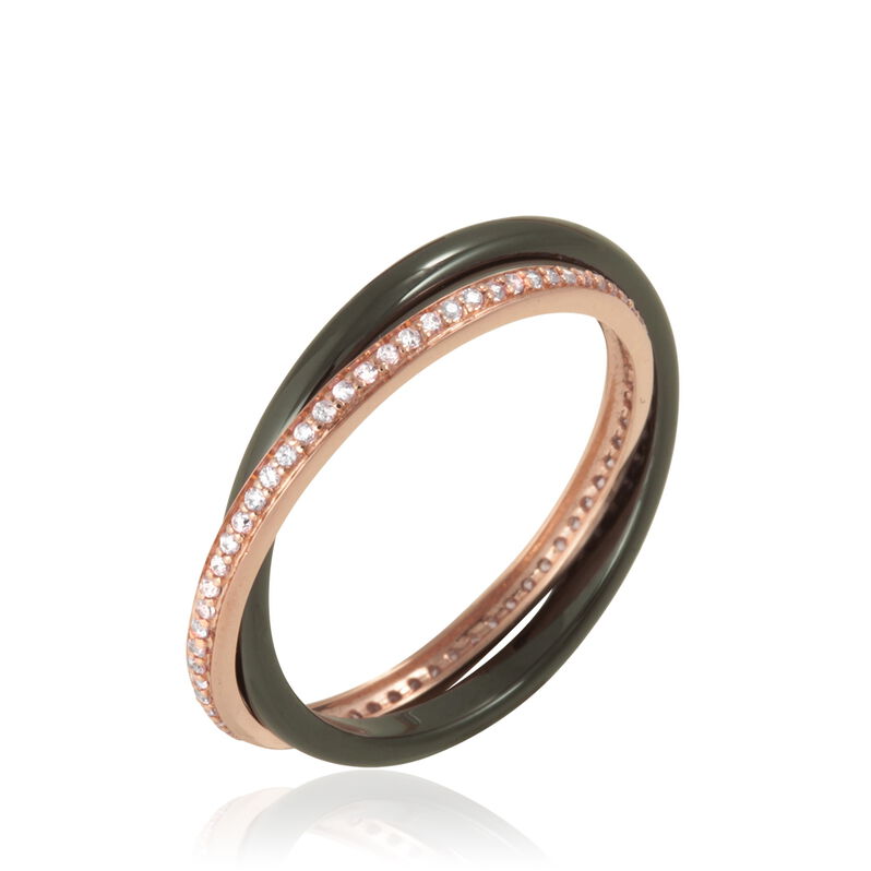 Bague Delicia Or Rose Céramique Et Oxyde De Zirconium - Spannringe Damen | OROVIVO