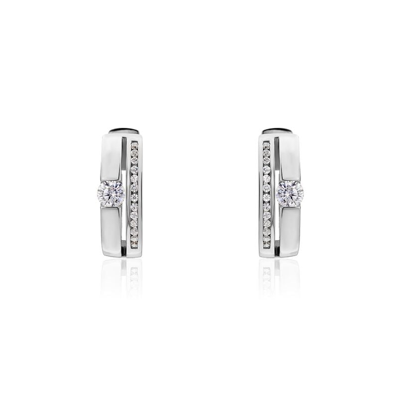 ELLEANA Damen Creolen Silber 925 Zirkonia Wei&szlig; Oval B 4,9 mm - Creolen Damen | OROVIVO