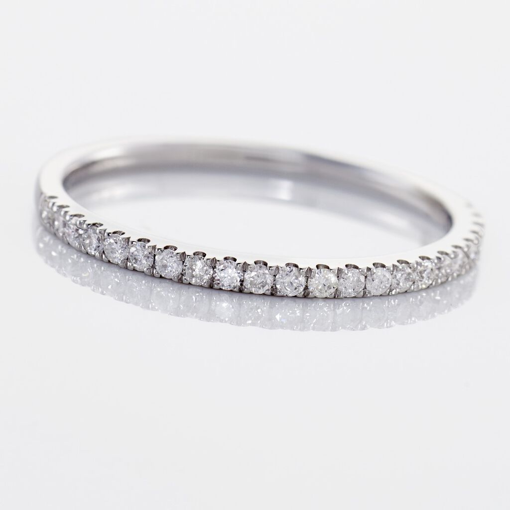 Damen Ring Weißgold 375 Diamant 0,01ct Memo Tempi  - Eheringe mit Stein Damen | OROVIVO