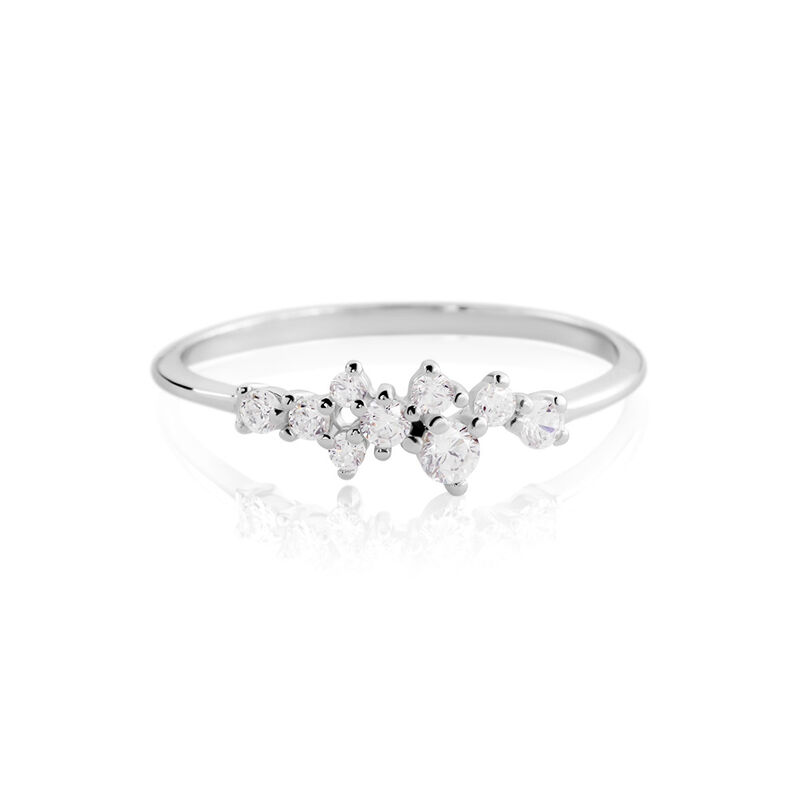 ISEN Damen Ring Silber 925 Zirkonia Wei&szlig; 0,01 ct - Ringe mit Stein Damen | OROVIVO